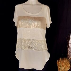 Sequin Embellished Sheer Tee